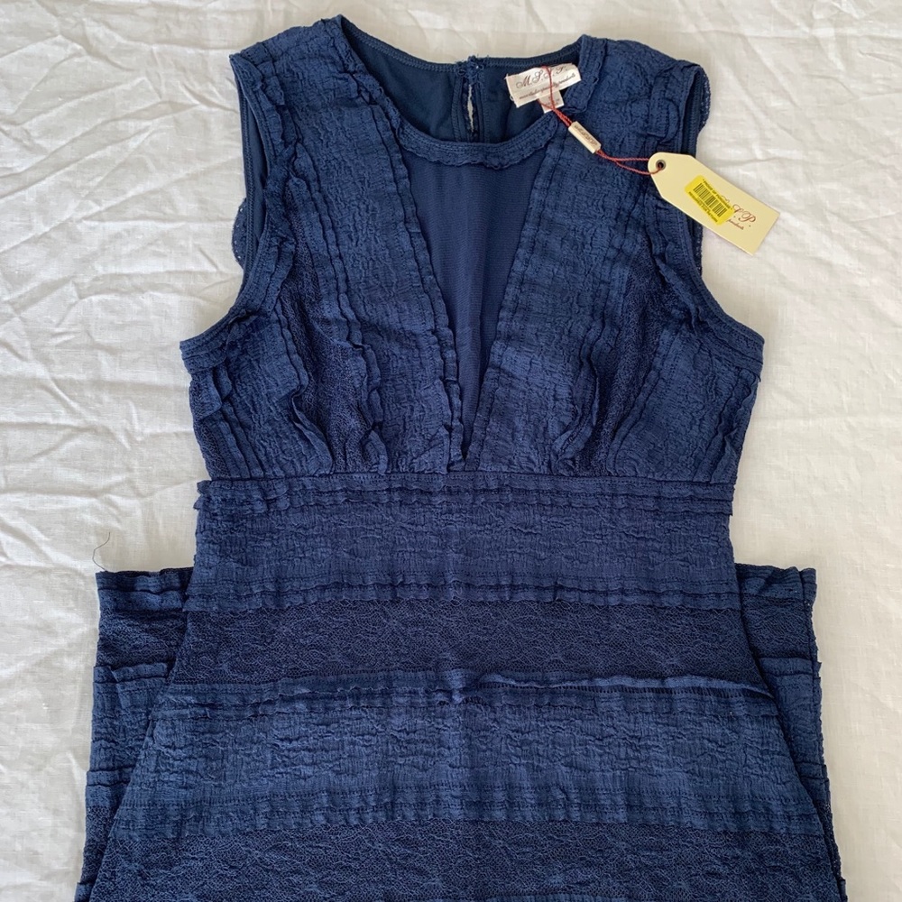 Max Studio Specialty Products Navy Tiered Dress